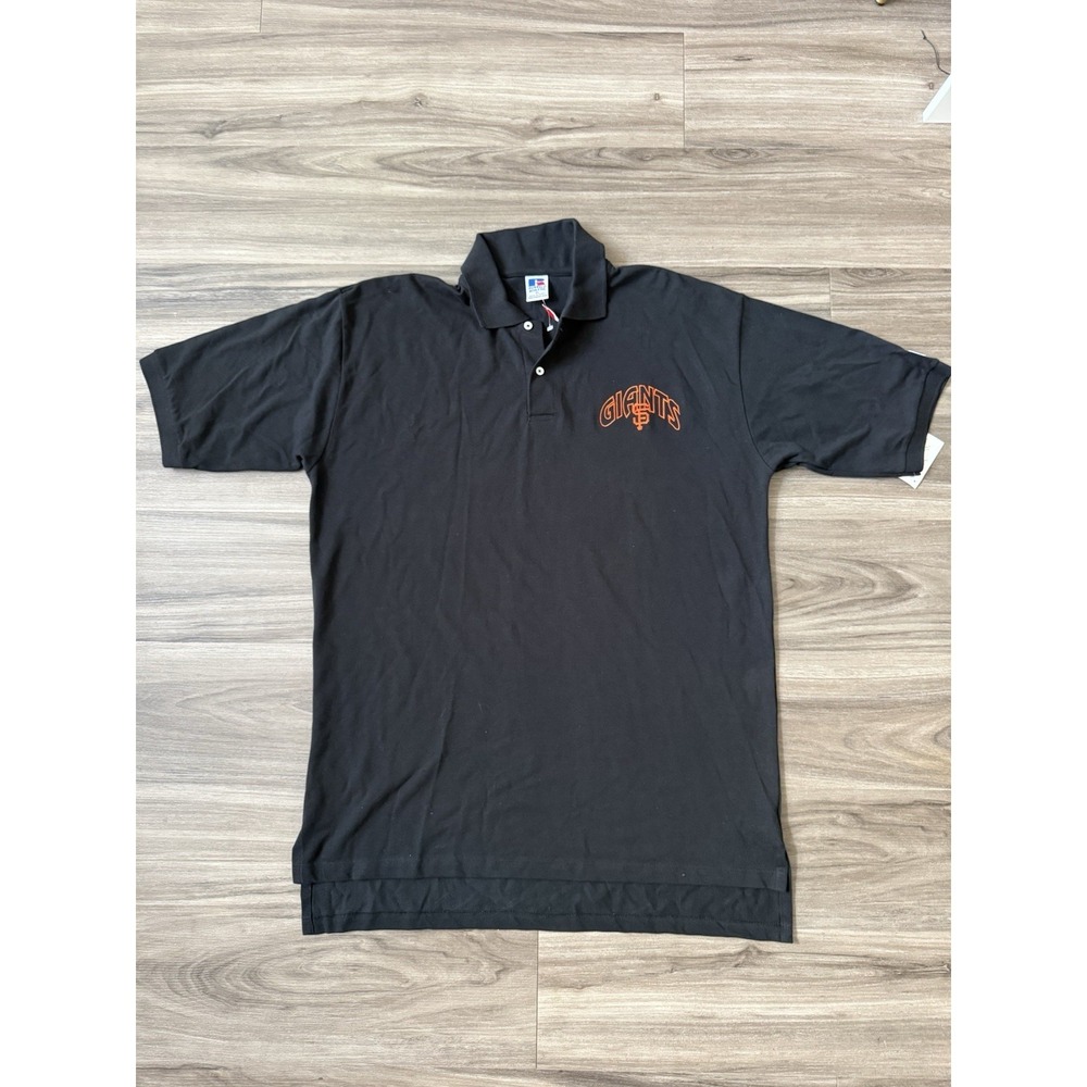 VTG Russell Athletic San Francisco Giants Polo Shirt Mens XL Black Embroidered